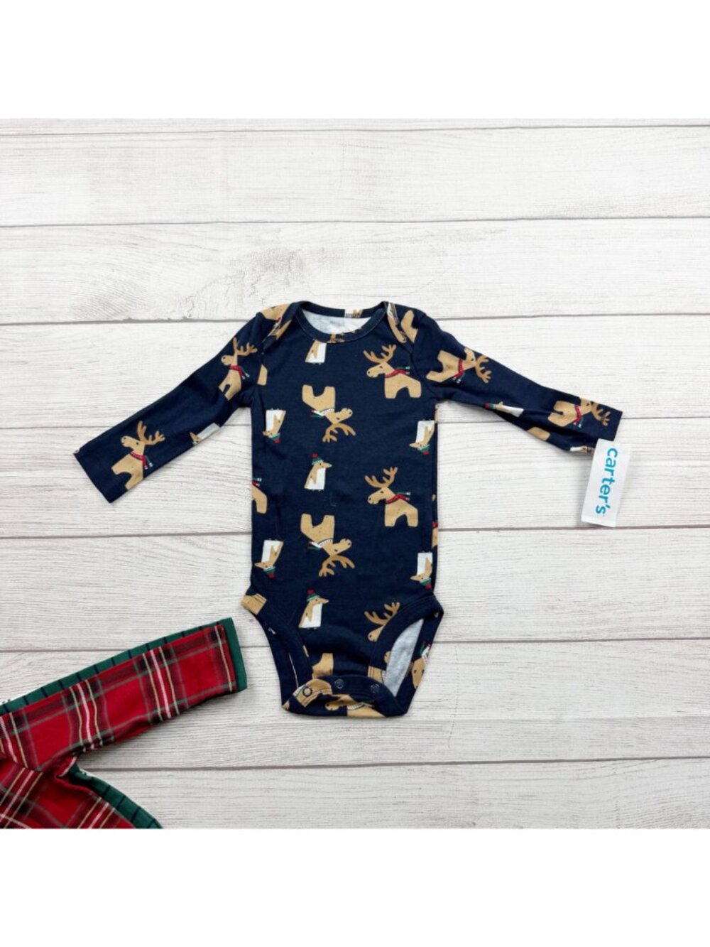 Carter’s Baby Boys Long Sleeve Bodysuits Penguin Moose 4-Pack NWT 3-6 Months - Picture 5 of 6